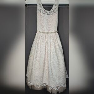 Girls American Princess pink lacey dress with tule underlay size 7